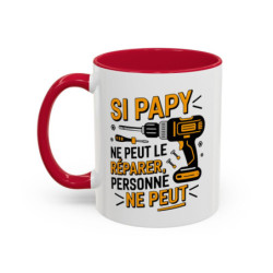 Mug Papy Bricoleur – Tasse Humour Grand-Père Idée Cadeau Bricolage Noir Bleu Rouge 325ml
