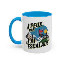 Mug Escalade Humour – Tasse J’Peux Pas J’Ai Escalade Cadeau Grimpeur Alpinisme Noir Bleu Rouge 325ml