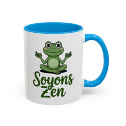 Mug Soyons Zen Grenouille Méditation – Tasse Relaxation Cadeau Humour Yoga Noir Bleu Rouge 325ml