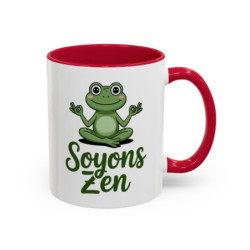 Mug Soyons Zen Grenouille Méditation – Tasse Relaxation Cadeau Humour Yoga Noir Bleu Rouge 325ml