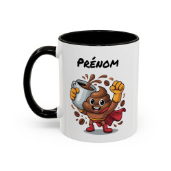 Mug Café Super Héros Personnalisable – Tasse Humour Café Énergie Cadeau Original Noir Bleu Rouge 325ml
