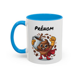 Mug Café Super Héros Personnalisable – Tasse Humour Café Énergie Cadeau Original Noir Bleu Rouge 325ml