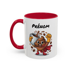 Mug Café Super Héros Personnalisable – Tasse Humour Café Énergie Cadeau Original Noir Bleu Rouge 325ml