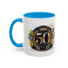 Mug 50 Ans Anniversaire – Tasse Cadeau 50 Ans Homme Femme Idée Cadeau Anniversaire Noir Bleu Rouge 325ml