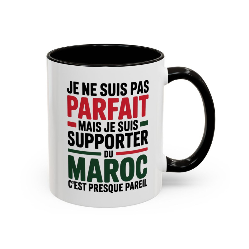 Mug Supporter du Maroc – Tasse Humour Fan Maroc Cadeau Supporter Football Maroc Noir Bleu Rouge 325ml