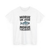 T-shirt Humour “Morue un Jour, Morue Toujours” – Design Poisson Drôle – Unisexe – Blanc ou Gris Sport