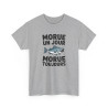 T-shirt Humour “Morue un Jour, Morue Toujours” – Design Poisson Drôle – Unisexe – Blanc ou Gris Sport