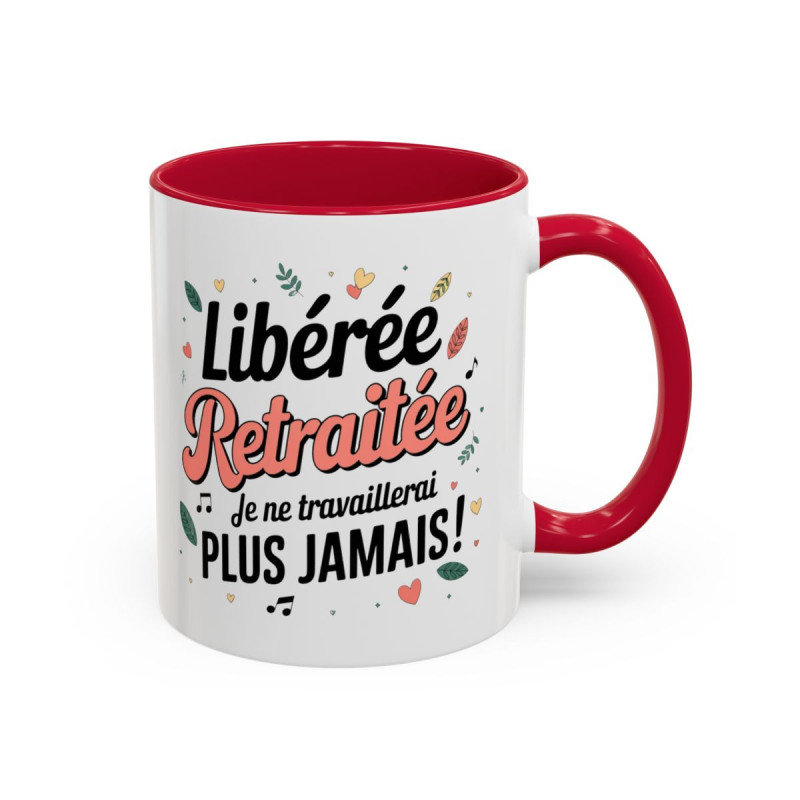 Mug Libérée Retraitée – Tasse Retraite Humour Cadeau Femme Retraitée Collègue Idée Cadeau Départ
