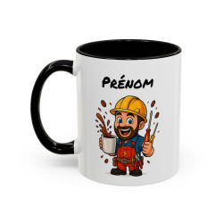 Mug Électricien Personnalisable Humour Travail Café – Tasse Cadeau Électricien Outils Chantier Noir Bleu Rouge