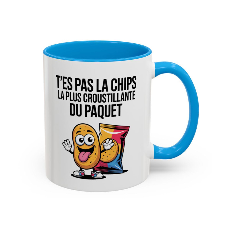 Mug Humour Chips Snack Drôle – Tasse Cadeau Gourmand Apéro Fun Noir Bleu Rouge