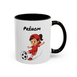 Mug Football Personnalisable Fille – Tasse Joueur Soccer Cadeau Enfant Noir Bleu Rouge