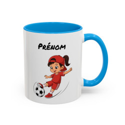 Mug Football Personnalisable Fille – Tasse Joueur Soccer Cadeau Enfant Noir Bleu Rouge