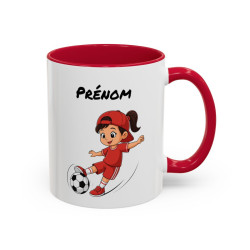 Mug Football Personnalisable Fille – Tasse Joueur Soccer Cadeau Enfant Noir Bleu Rouge