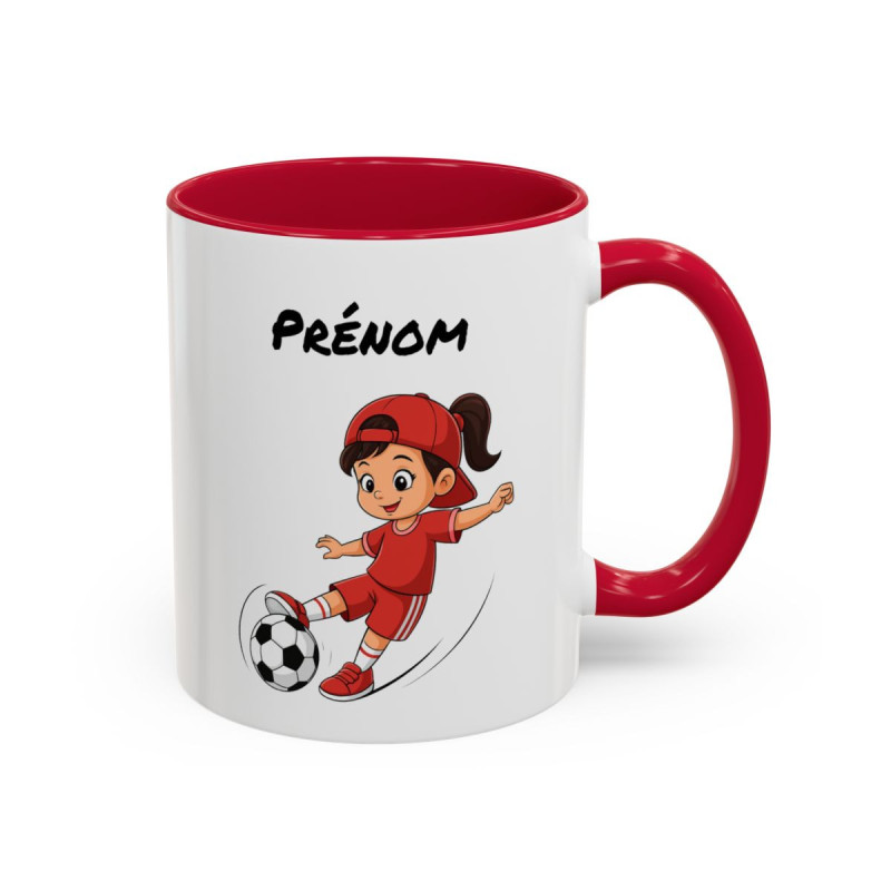 Mug Football Personnalisable Fille – Tasse Joueur Soccer Cadeau Enfant Noir Bleu Rouge