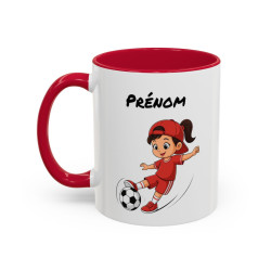 Mug Football Personnalisable Fille – Tasse Joueur Soccer Cadeau Enfant Noir Bleu Rouge