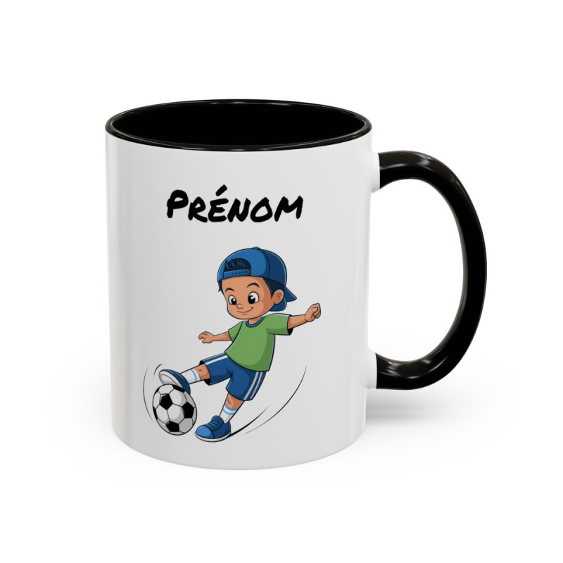 Mug Football Personnalisable Garçon – Tasse Joueur Soccer Cadeau Enfant Noir Bleu Rouge