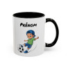 Mug Football Personnalisable Garçon – Tasse Joueur Soccer Cadeau Enfant Noir Bleu Rouge