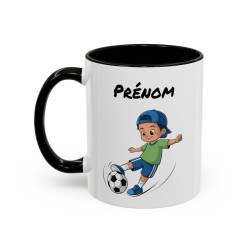 Mug Football Personnalisable Garçon – Tasse Joueur Soccer Cadeau Enfant Noir Bleu Rouge