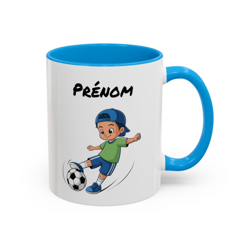 Mug Football Personnalisable Garçon – Tasse Joueur Soccer Cadeau Enfant Noir Bleu Rouge