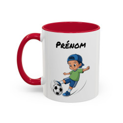 Mug Football Personnalisable Garçon – Tasse Joueur Soccer Cadeau Enfant Noir Bleu Rouge