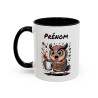 Mug Personnalisable Prénom Chouette Café – Tasse Humour Amoureux Du Café Noir Bleu Rouge