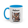 Mug Personnalisable Prénom Chouette Café – Tasse Humour Amoureux Du Café Noir Bleu Rouge