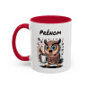 Mug Personnalisable Prénom Chouette Café – Tasse Humour Amoureux Du Café Noir Bleu Rouge