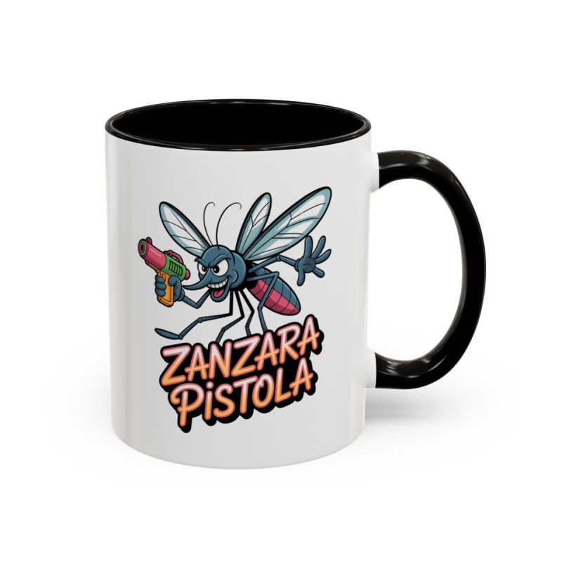 Mug Humour Moustique Zanzara Pistola – Tasse Drôle Insecte Fun Noir Bleu Rouge