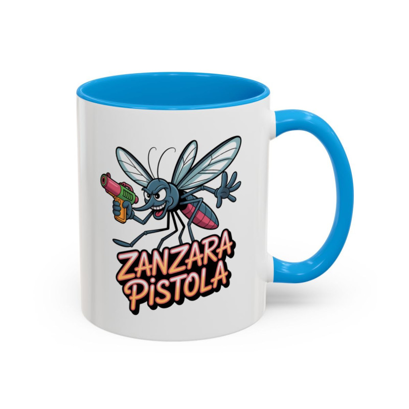 Mug Humour Moustique Zanzara Pistola – Tasse Drôle Insecte Fun Noir Bleu Rouge