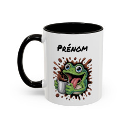 Mug Grenouille Café Personnalisable – Tasse Humoristique Noir Bleu Rouge Idée Cadeau Originale