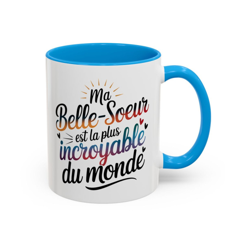 Mug Ma Belle-Soeur Est La Plus Incroyable Du Monde – Tasse Cadeau Belle-Soeur Noir Bleu Rouge