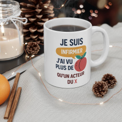 Mug Infirmier Humoristique – “J’ai Vu Plus de  qu’un Acteur” – Tasse Métier Santé Drôle 325ml