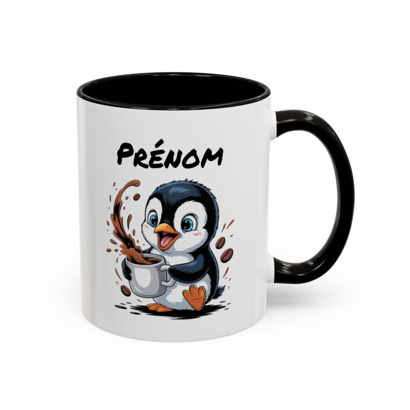 Mug Pingouin Café Personnalisable – Tasse Humoristique Noir Bleu Rouge Idée Cadeau Originale