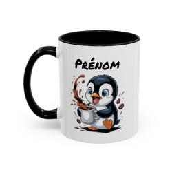Mug Pingouin Café Personnalisable – Tasse Humoristique Noir Bleu Rouge Idée Cadeau Originale