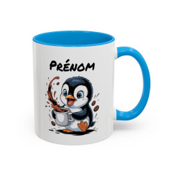 Mug Pingouin Café Personnalisable – Tasse Humoristique Noir Bleu Rouge Idée Cadeau Originale