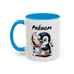 Mug Pingouin Café Personnalisable – Tasse Humoristique Noir Bleu Rouge Idée Cadeau Originale