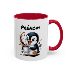 Mug Pingouin Café Personnalisable – Tasse Humoristique Noir Bleu Rouge Idée Cadeau Originale