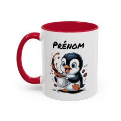 Mug Pingouin Café Personnalisable – Tasse Humoristique Noir Bleu Rouge Idée Cadeau Originale