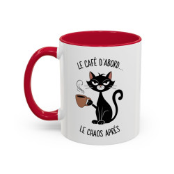 Tasse Le Café D’Abord Le Chaos Après – Mug Chat Humour – Cadeau Amoureux des Chats – Céramique 325ml