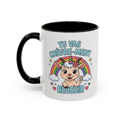Tasse Tu Vas Chèvre-ment Réussir – Mug Motivation Humour – Cadeau Encouragement Original – Céramique 325ml
