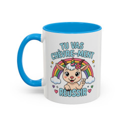 Tasse Tu Vas Chèvre-ment Réussir – Mug Motivation Humour – Cadeau Encouragement Original – Céramique 325ml