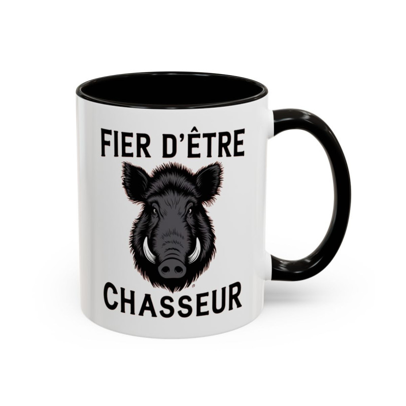 Tasse Fier d’être Chasseur – Mug Sanglier Chasse – Cadeau Chasseur Original – Céramique 325ml