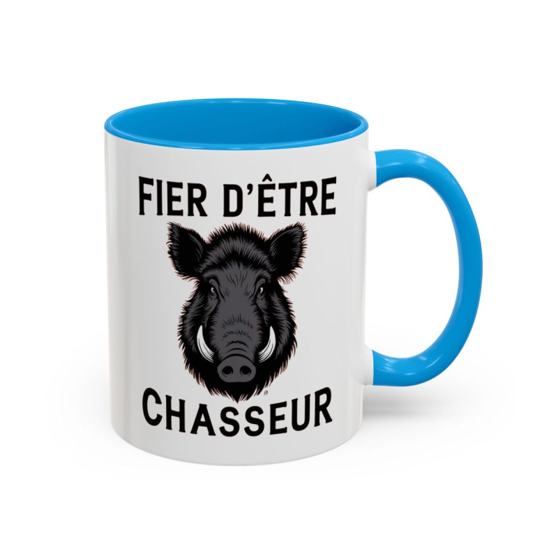 Tasse Fier d’être Chasseur – Mug Sanglier Chasse – Cadeau Chasseur Original – Céramique 325ml