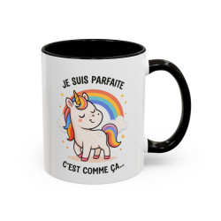 Tasse Licorne Humoristique – Mug « Je suis parfaite » – Cadeau Fille Original – Céramique 325ml