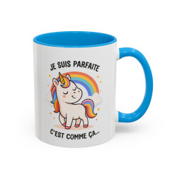 Tasse Licorne Humoristique – Mug « Je suis parfaite » – Cadeau Fille Original – Céramique 325ml