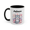 Tasse Chaton Personnalisable – Mug Chat Kawaii Cœurs – Cadeau Amoureux des Chats – Céramique 325ml