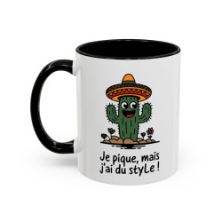 Tasse Cactus Humour – Mug Je Pique Mais J’ai du Style – Cadeau Original Fun – Céramique 325ml