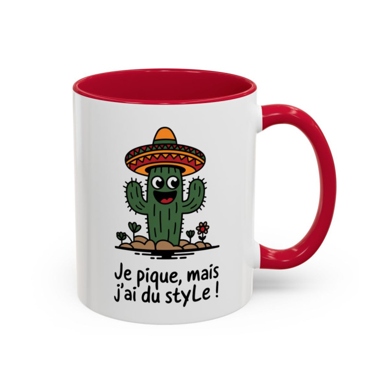 Tasse Cactus Humour – Mug Je Pique Mais J’ai du Style – Cadeau Original Fun – Céramique 325ml
