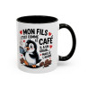Tasse Mon Fils C’est Comme le Café – Mug Humoristique Parent Enfant – Cadeau Papa Maman – Céramique 325ml