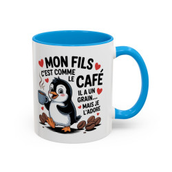 Tasse Mon Fils C’est Comme le Café – Mug Humoristique Parent Enfant – Cadeau Papa Maman – Céramique 325ml